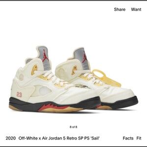Off-White x Air Jordan 5 Retro SP PS 'Sail' 12